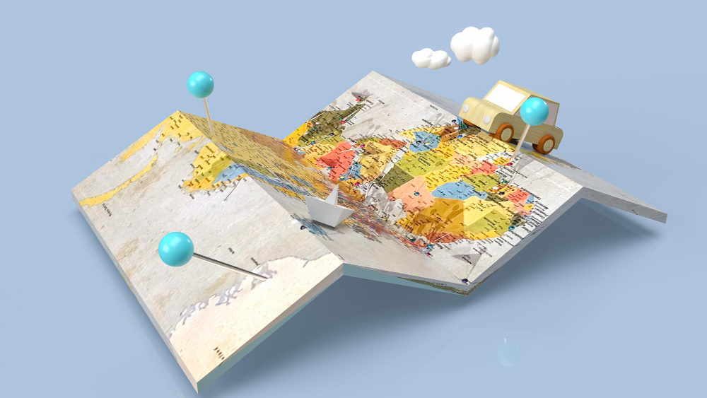 the-map-and-check-point-for-travel-or-transport-concept-3d-rendering