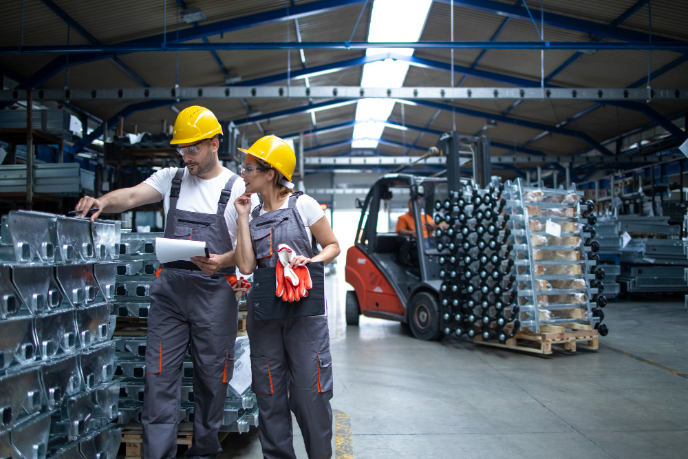 factory-workers-checking-quality-of-products-in-industrial-warehouse