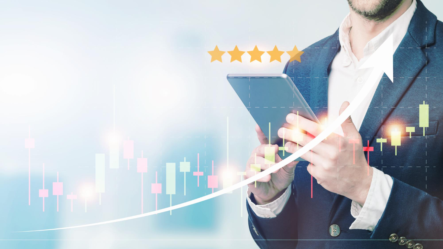 double-exposure-of-businessman-using-the-tablet